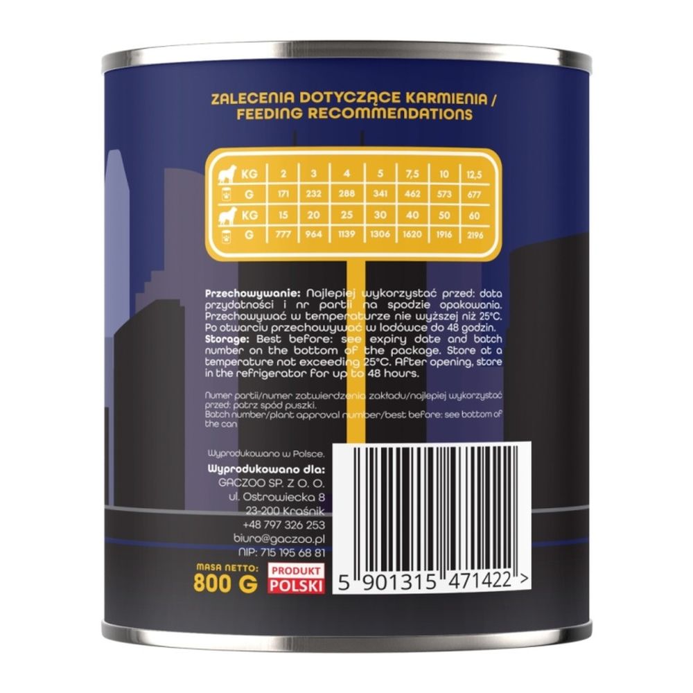 Gaczoo Miejska Miska karma mokra dla psa Sushi z łososiem Style 800g